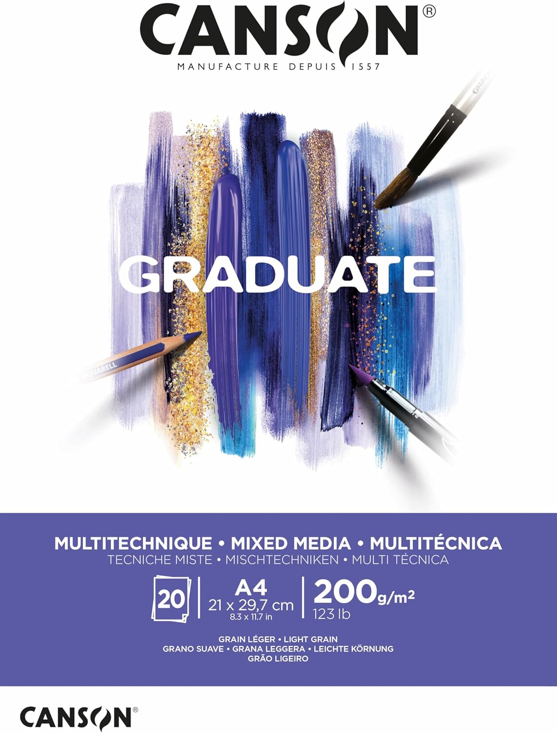 Thumbnail 4 de Bloc Canson Graduate Mixed Media A3 de papier blanc 200 g/m² (20 feuilles)