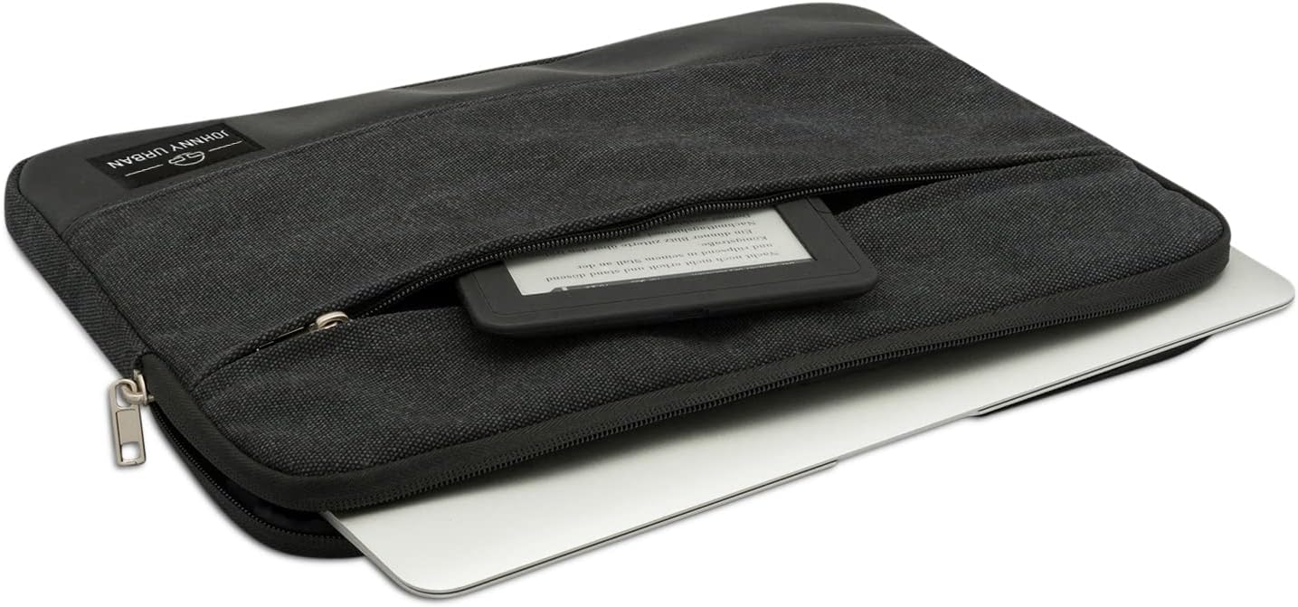 Detalle 2 de Custodia per MacBook Pro 13 e MacBook Air (2018) Johnny Urban in tela e pelle vegana imbottita antracite