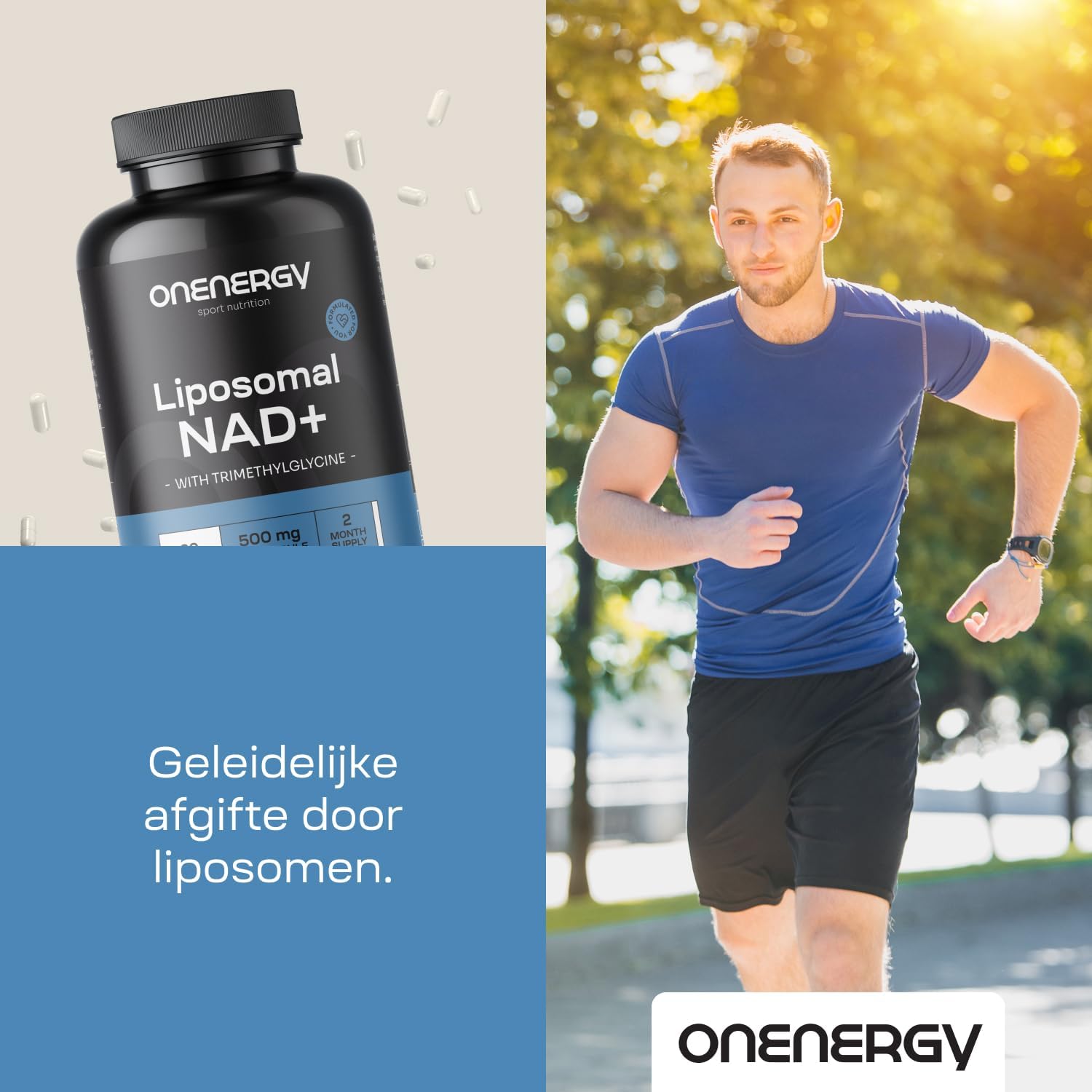 Detalle 2 de ONENERGY Liposomale NAD+ 500 mg met trimethylglycine, 60 capsules