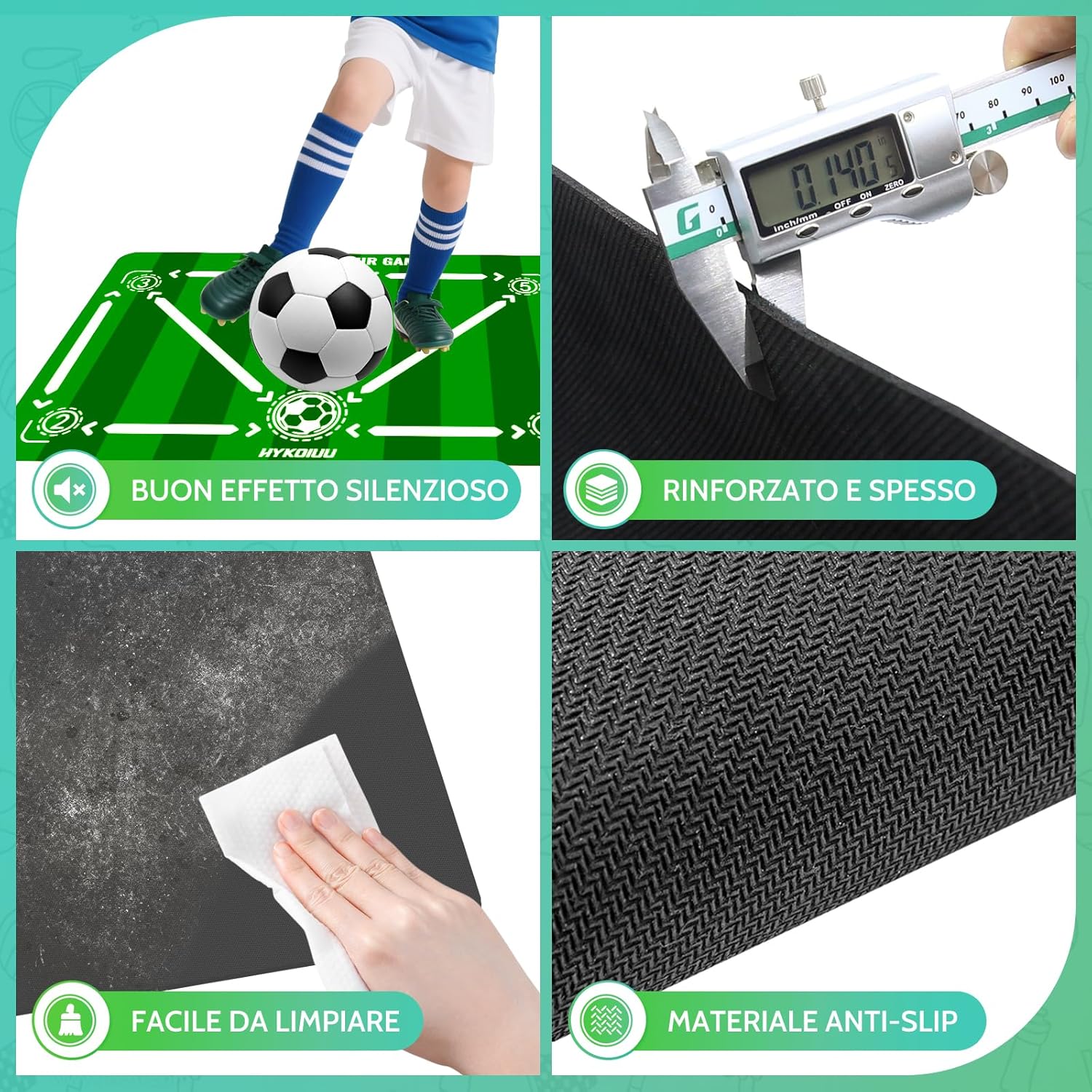 Detalle de Tappeto Calcio Allenamento con Soccer Bungee Trainer – set completo 90×60 cm per agilità e tecnica