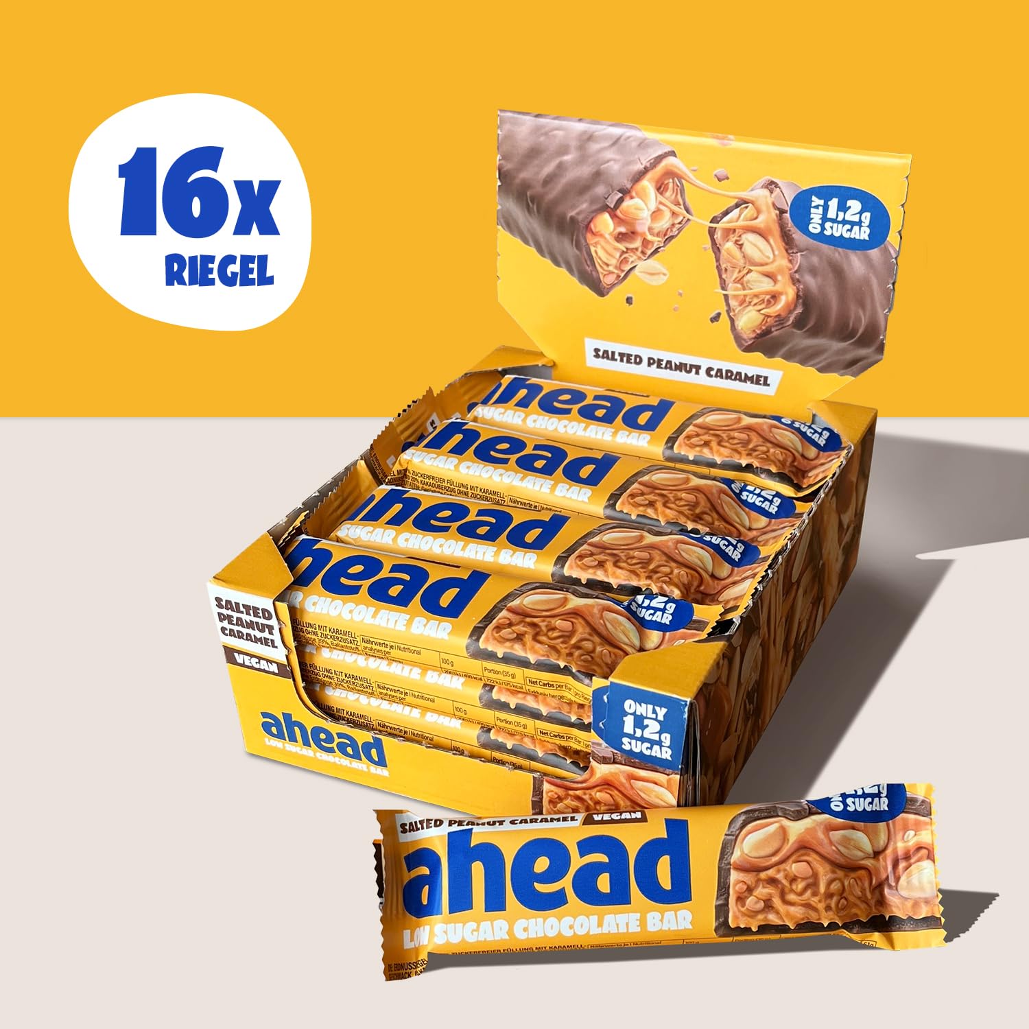 Detalle 2 de AHEAD Veganer Süßigkeiten Riegel 16 x 35g