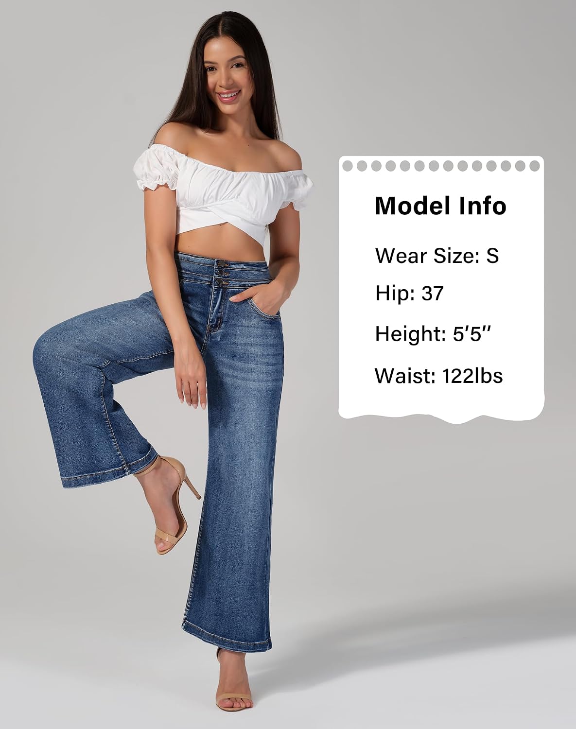 Detalle 2 de roswear Wide Leg Jeans High Waisted