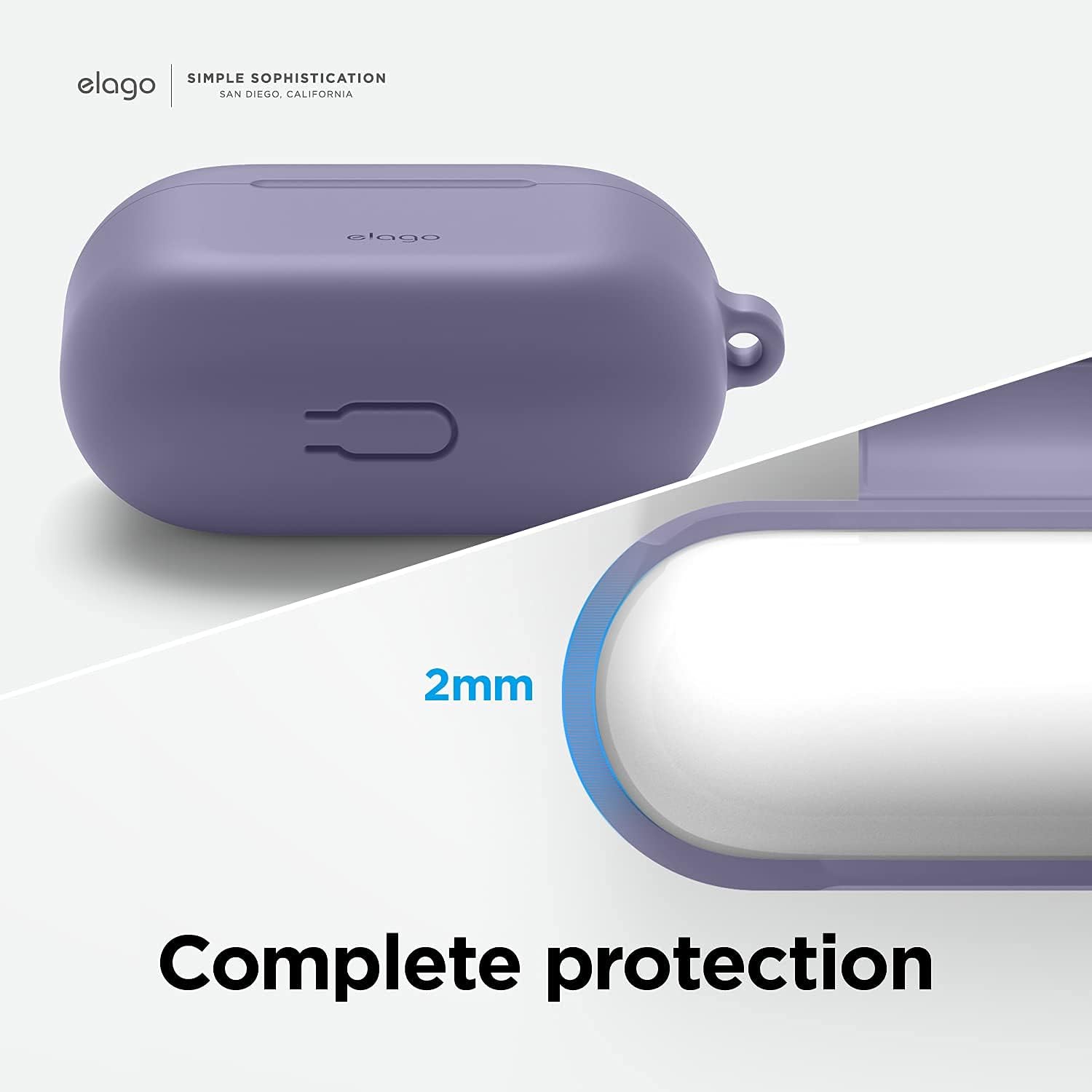 Thumbnail 6 de elago Coque en silicone avec mousqueton compatible AirPods 3 – gris lavande