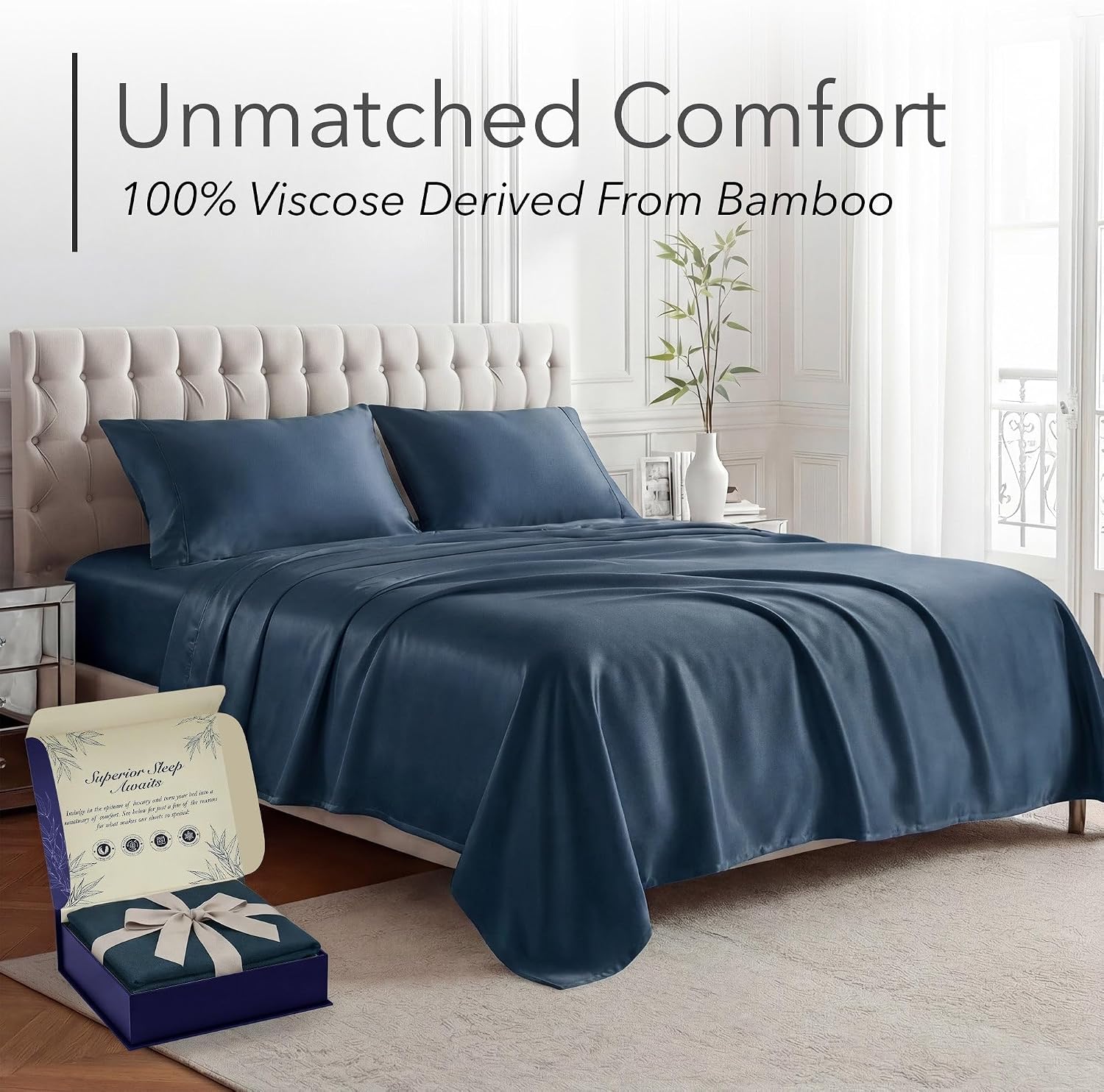 Thumbnail 1 de DECOLURE 100% Viscose Bamboo King Sheets 4 Pc