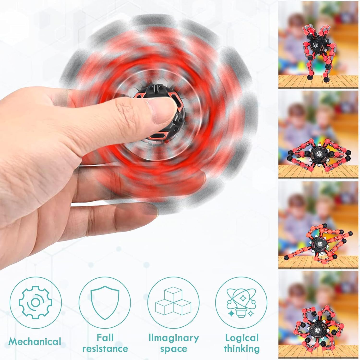 Detalle de NEW Transformable Fidget Spinner Toy — Creative DIY Morphing Fingertip Gyro for All Ages