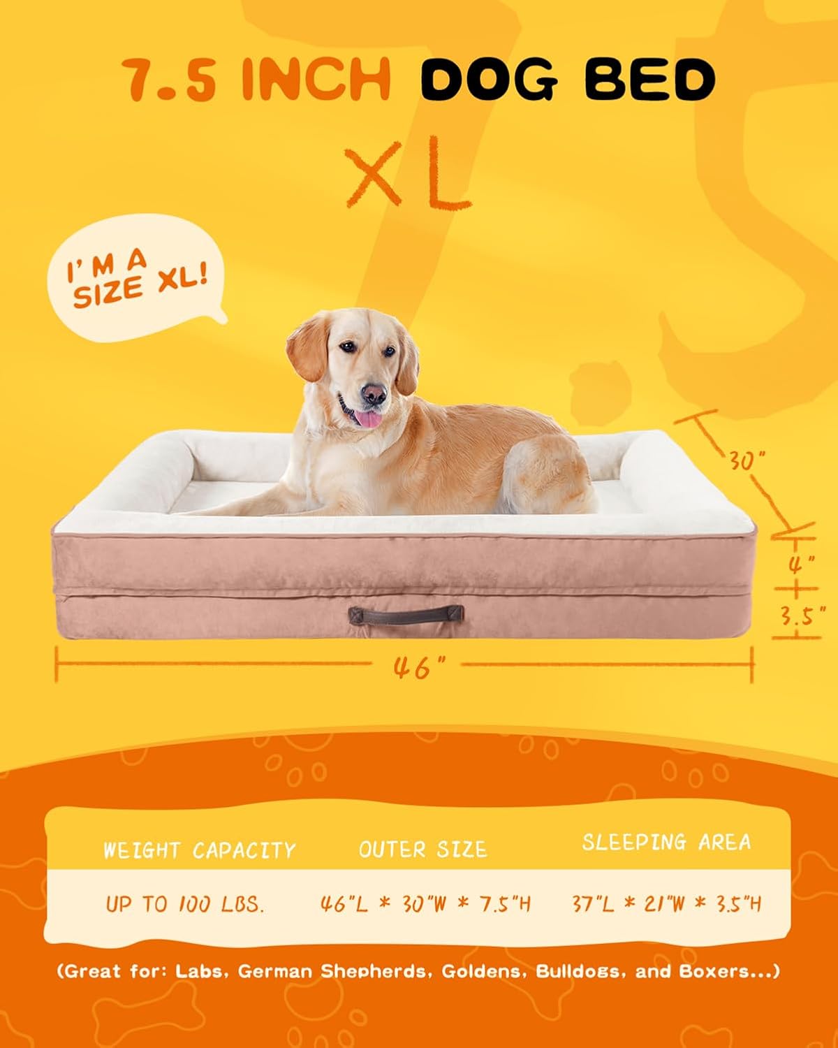 Detalle 2 de Renvix XXL Orthopedic Dog Bed (137x91x19cm) – waterproof sofa-style pet bed with removable washable cover