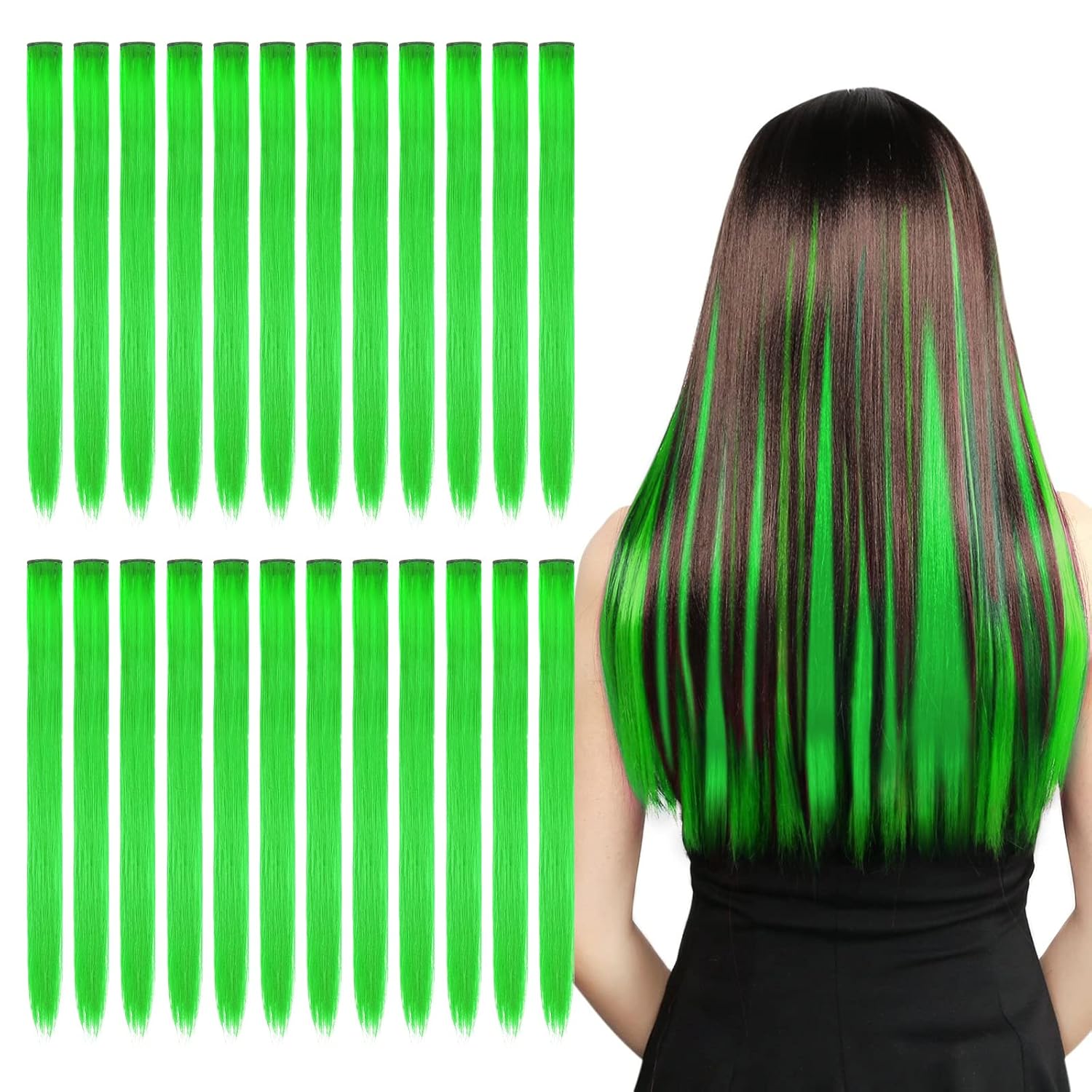 Detalle de Kyerivs clip-in hair extensions, 20-inch