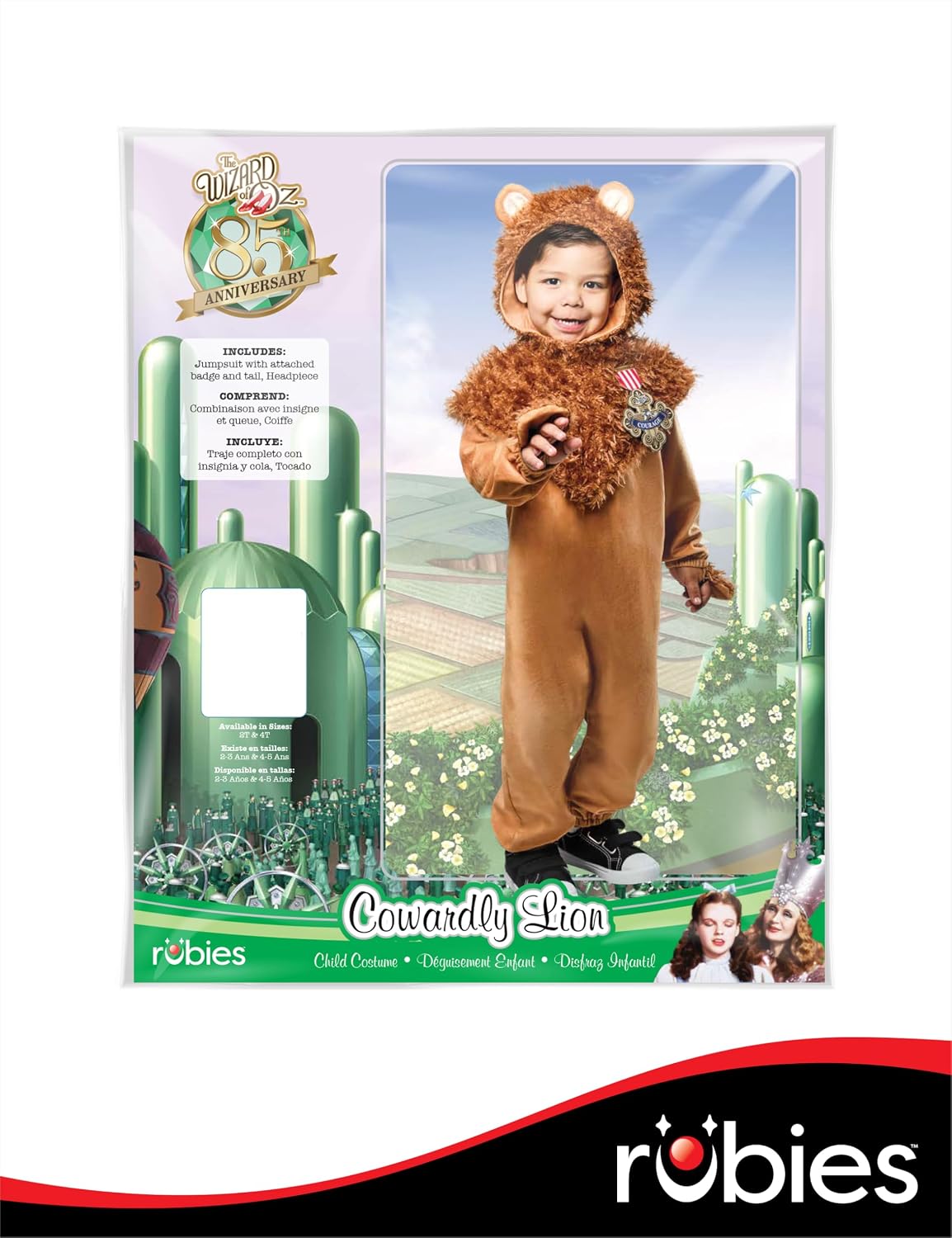 Detalle 2 de Rubies Wizard of Oz Cowardly Lion Toddler Costume with Plush Jumpsuit
