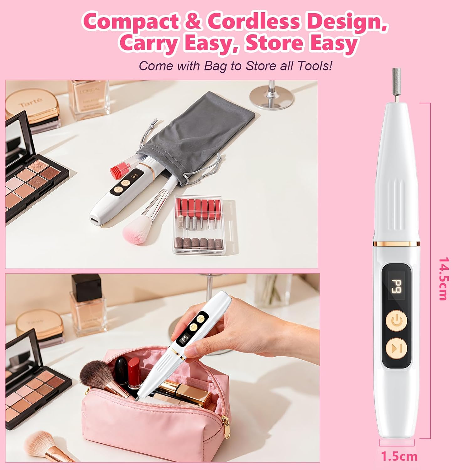 Thumbnail 6 de Buudala Ponceuse pour Ongles Professionnelle – 35000 RPM, Sans Fil, Kit 12-en-1
