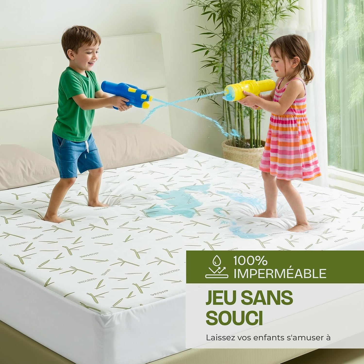 Detalle de Utopia Bedding Protège-matelas imperméable en viscose (160 x 190 x 30 cm) avec drap-housse