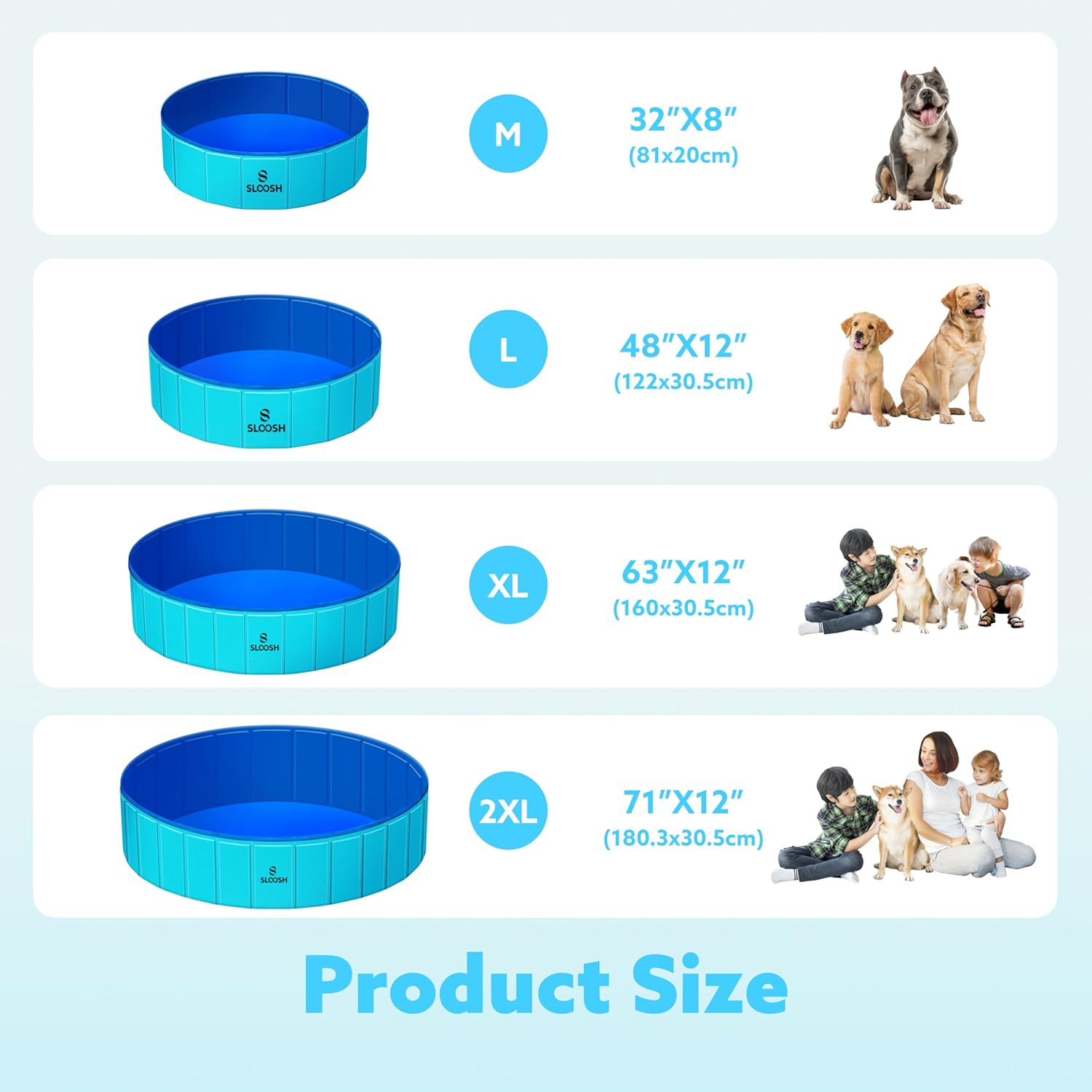 Detalle de SLOOSH Foldable Dog Kiddie Pool: Portable, Anti-Slip, Hard Plastic Doggie Pool (Blue, 71" x 12")
