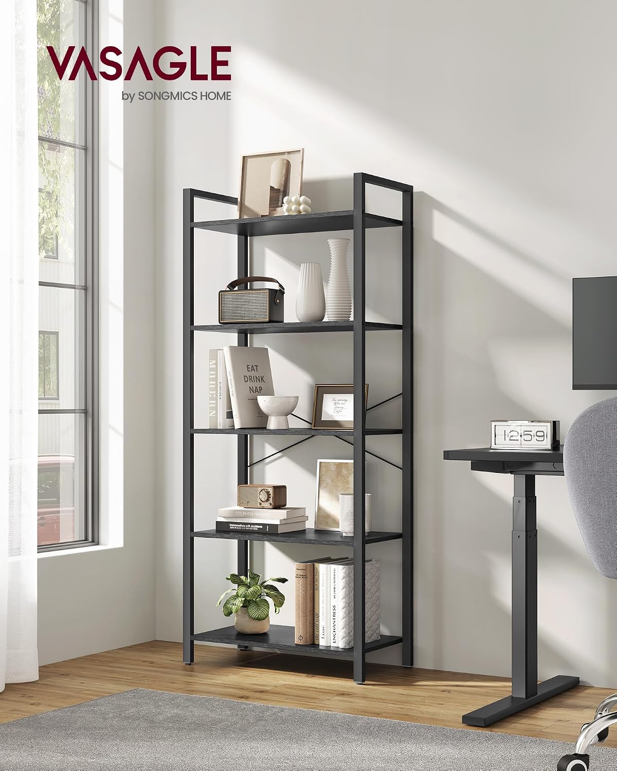 Detalle 2 de VASAGLE Bookshelf, 5-Tier