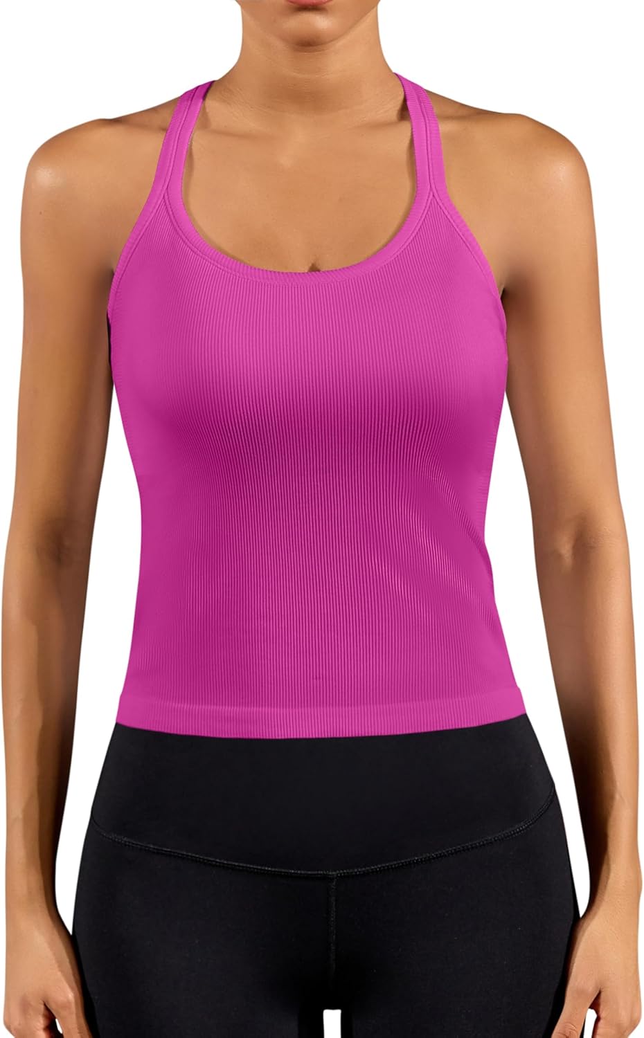 Detalle de Charmo Damen Sport Tank Top Ärmelloses Yoga Oberteil – leichtes Fitnesstop mit integriertem BH