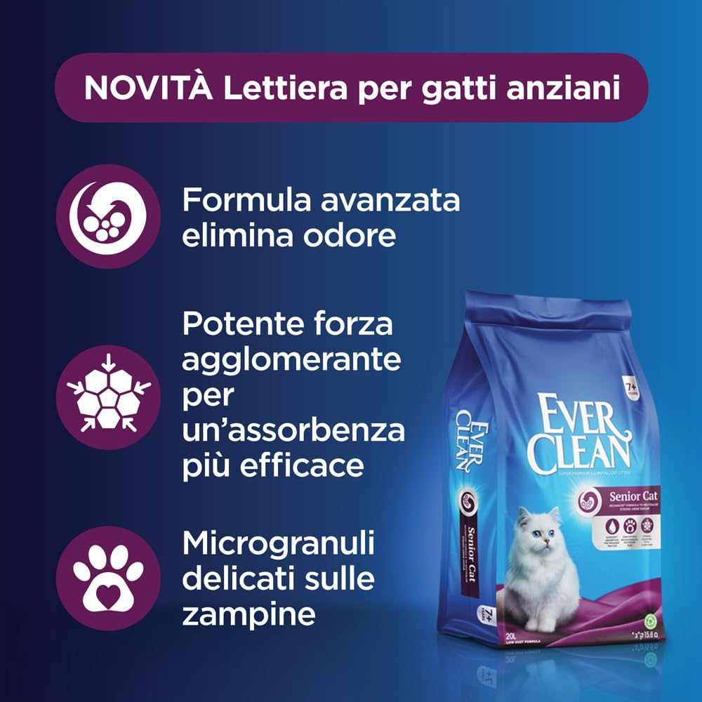 Detalle de Lettiera Ever Clean Senior Cat — lettiera agglomerante per gatti anziani, 20 L