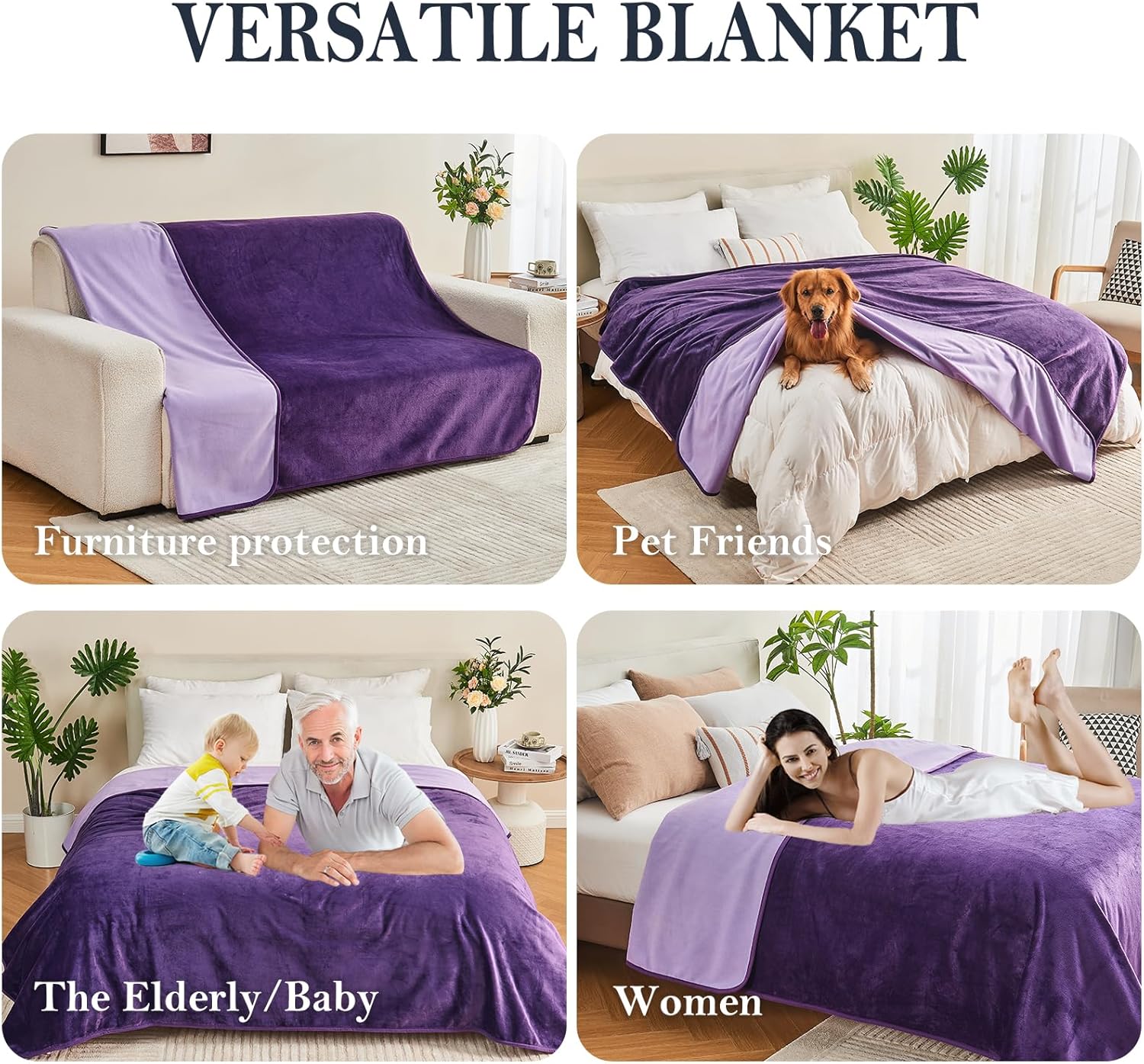 Thumbnail 2 de Yaning Couverture imperméable 152x203 cm réversible (flanelle/TPU/polaire) pour lit, canapé et animaux