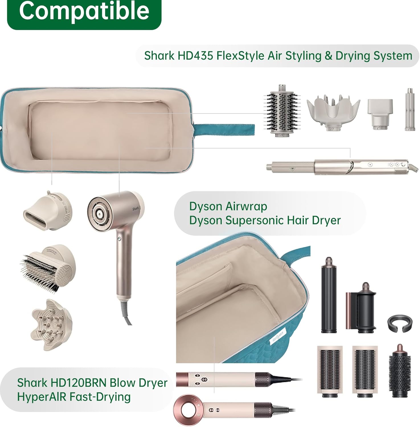 Detalle 2 de KarSyon Shark Flex Style Case for Dyson Airwrap travel bag