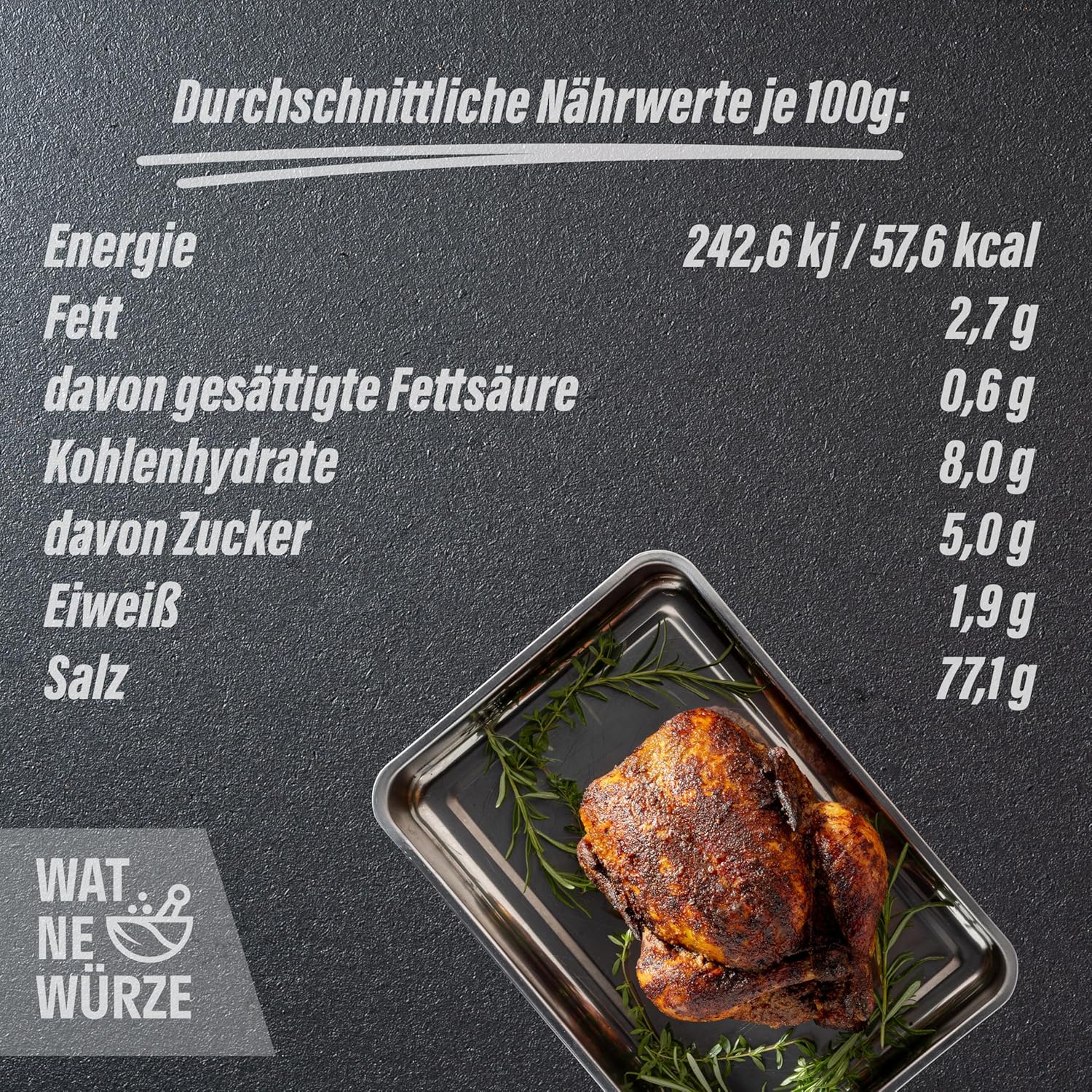 Thumbnail 1 de WAT NE WÜRZE Chicken Rub Hähnchengewürz (750 g) – Gewürzsalz für Brathähnchen, Wings & mehr