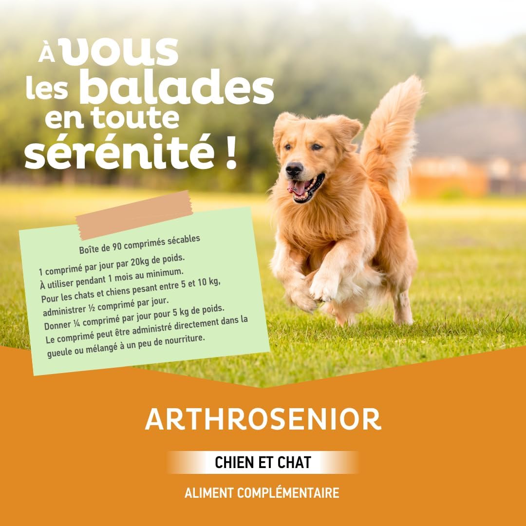 Detalle 2 de Clément Thékan Arthrosenior Grand Format 90 comprimés pour mobilité articulaire 🐶🐱