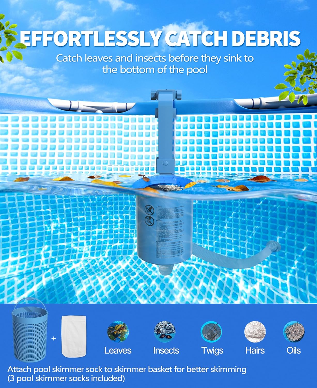 Thumbnail 3 de LanOcean Oberflächenskimmer Pool – höhenverstellbares Skimmer-Set, Einhängeskimmer Ø18 cm mit herausnehmbarem Filterkorb
