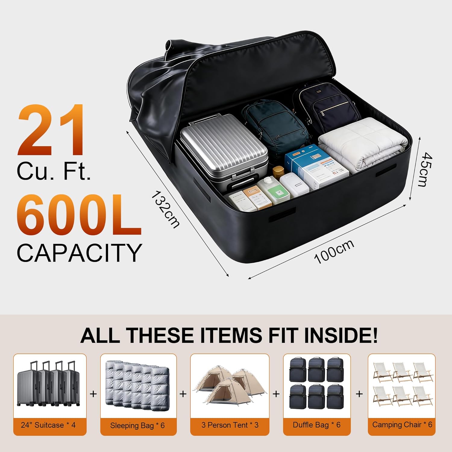 Thumbnail 3 de KEVEBUB Autodachtasche 600L (21 cu ft) – 100% wasserdichte & sturmsichere Dachbox für den Dachträger