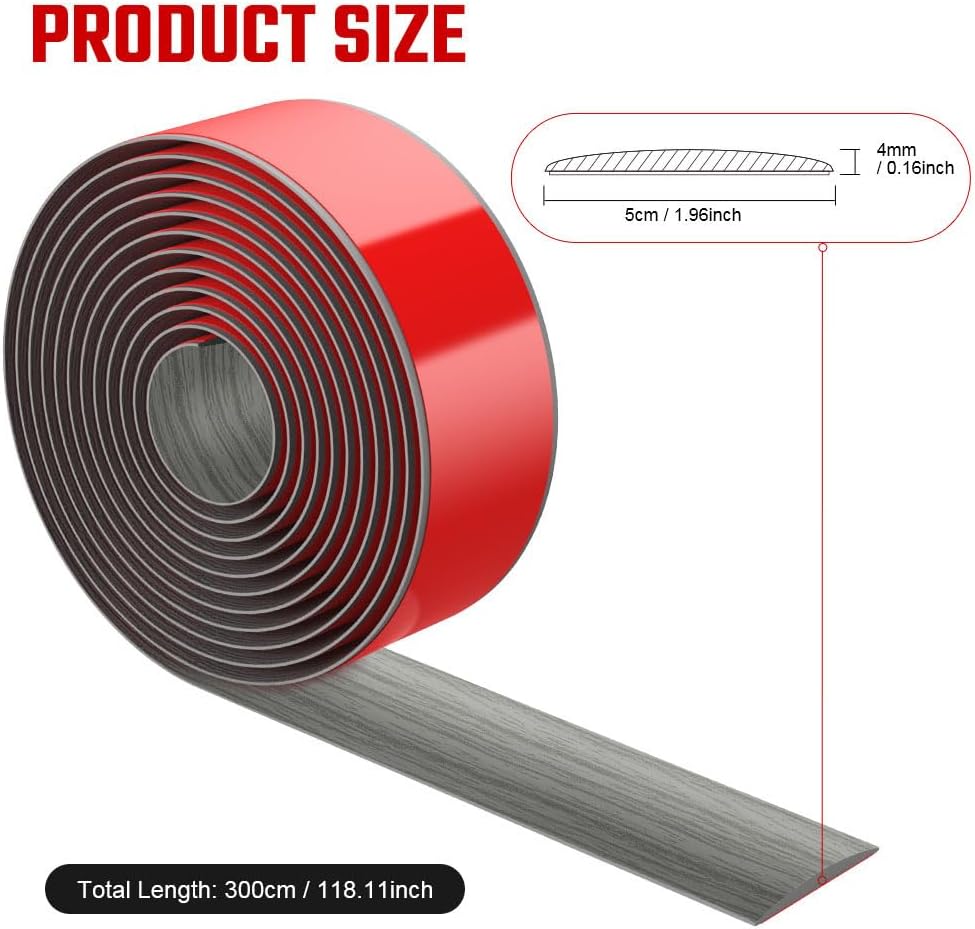 Detalle de Flintronic 3M PVC Laminate Flooring Transition Strip (5cm) – Self-adhesive threshold bar for joining floor gaps