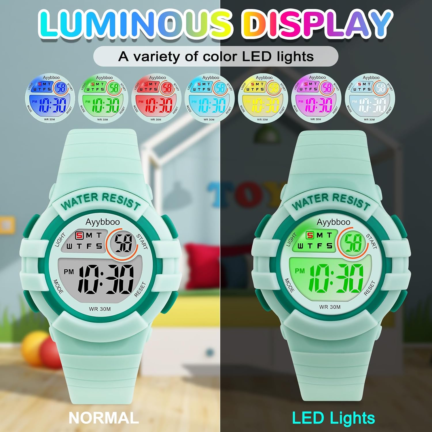 Detalle 2 de Kinderuhr Digital 3 ATM mit LED für Kinder