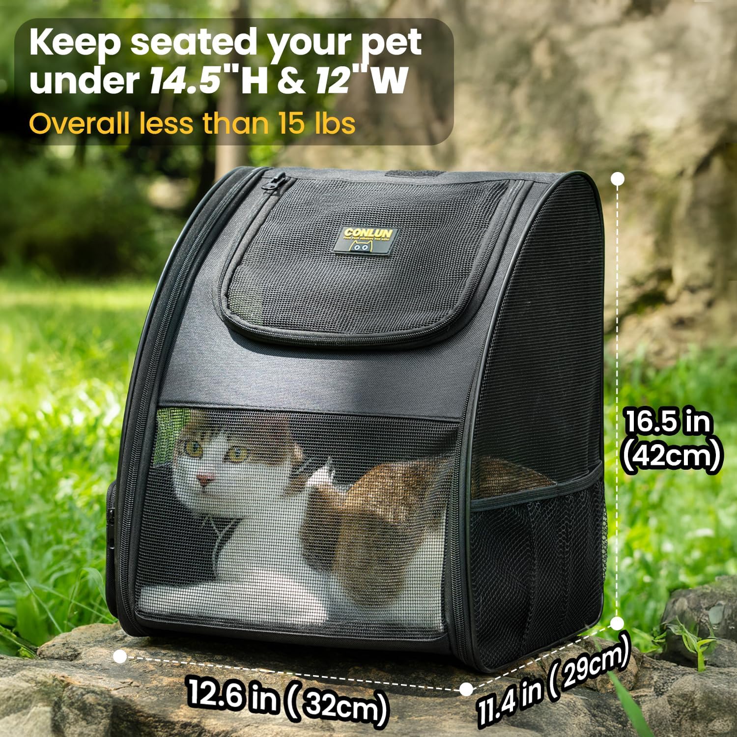Thumbnail 1 de Conlun Cat Backpack Carrier for Small Dogs and Cats (Fits Up to 7kg)