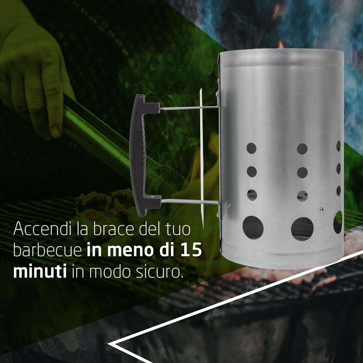 Thumbnail 4 de Amig Fireplus: Accenditore per carbone in acciaio zincato con impugnatura isolante