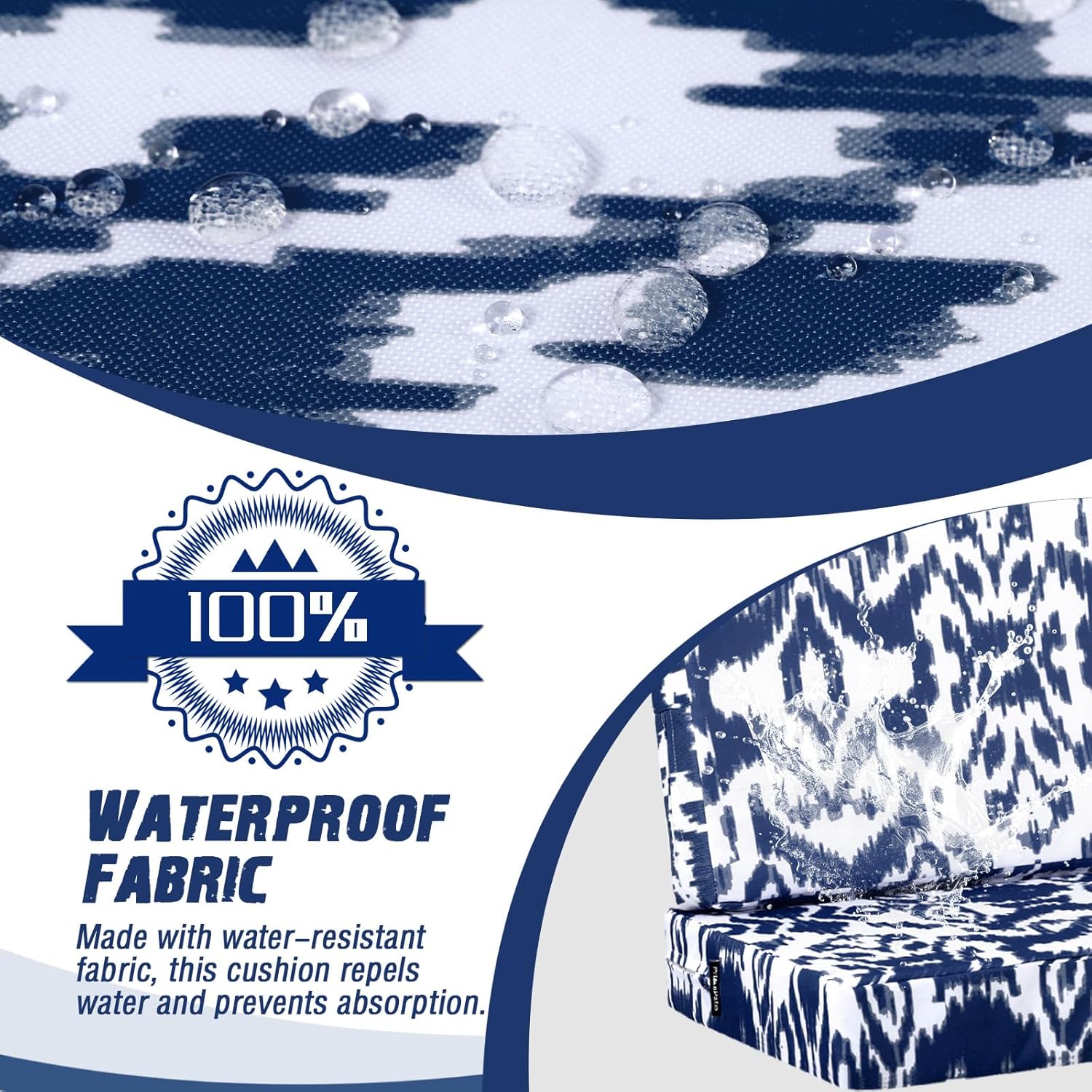 Detalle 2 de 7cm thick PRIMEPATIO navy chair cushions