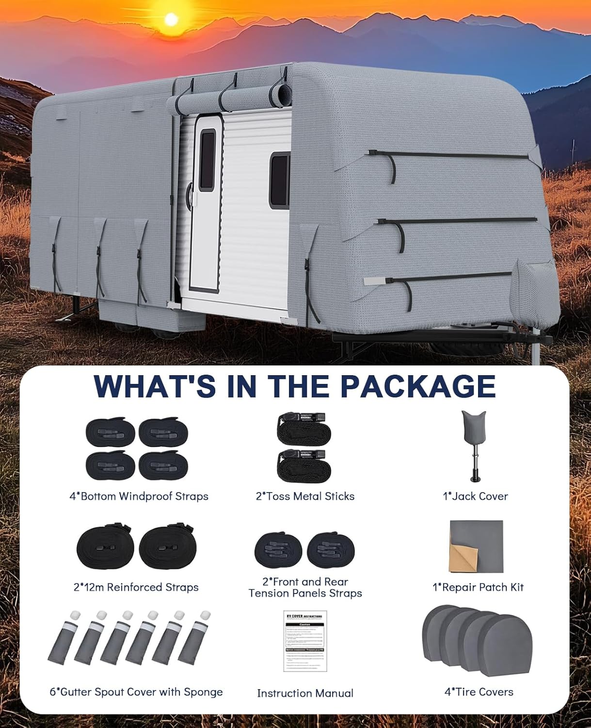 Thumbnail 6 de Heavy-Duty Caravan Cover with 4-Layer Technology for 18-30+ ft Motorhomes