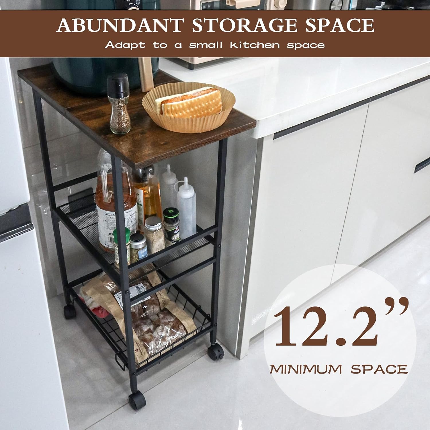 Thumbnail 3 de FIOCNOLE Kitchen Cart with Rustic Wood Top