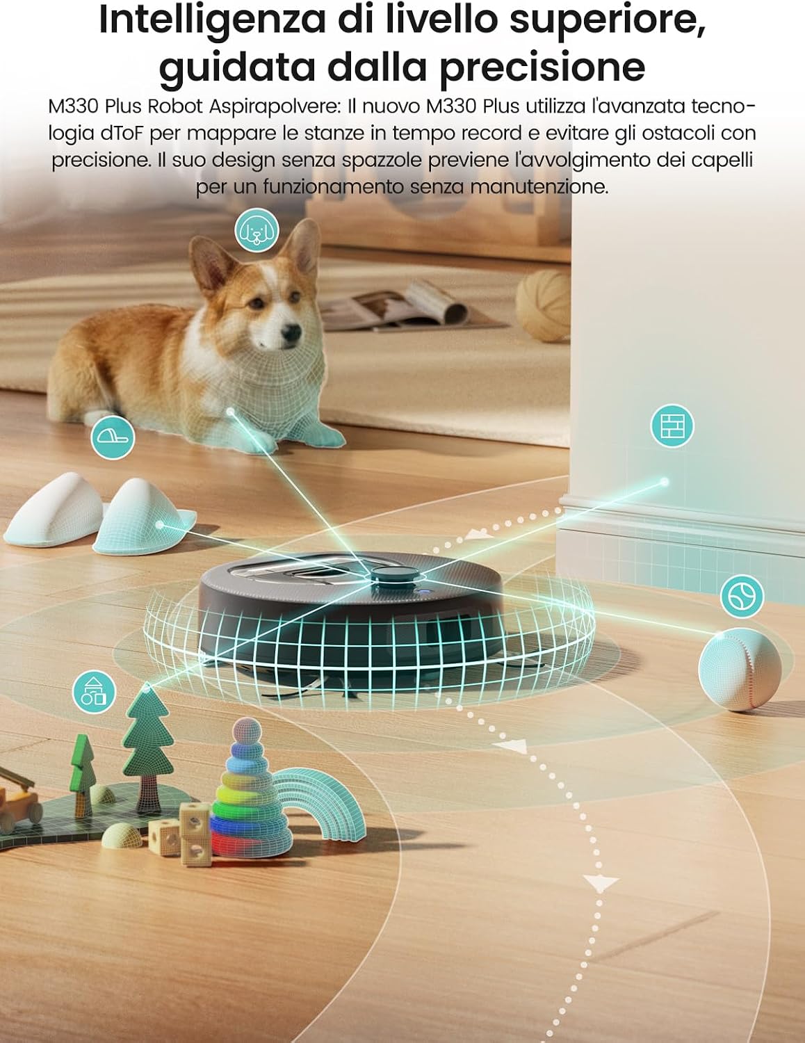 Thumbnail 6 de Lefant M330 Plus: robot aspirapolvere e lavapavimenti 3 in 1 con mappatura dToF per peli di animali e pavimenti duri
