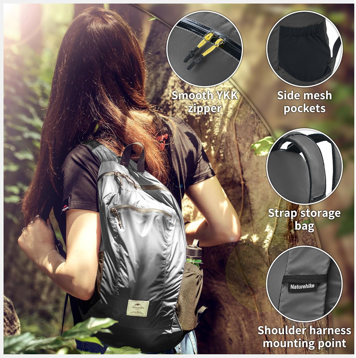 Detalle de Naturehike sac à dos ultra-léger de randonnée pliable étanche 18L/22L/25L/30L