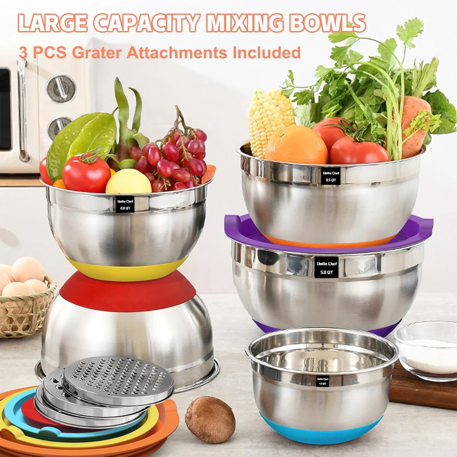 Detalle 1 de Umite Chef Mixing Bowls, 5 qt