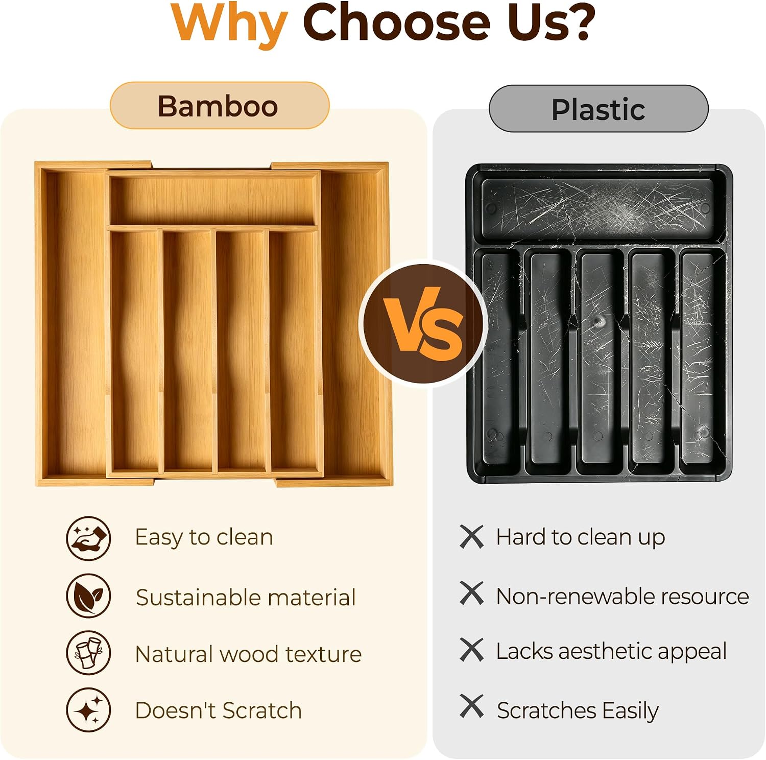 Thumbnail 6 de oridom Expandable Bamboo Drawer Organizer for Cutlery 🍽