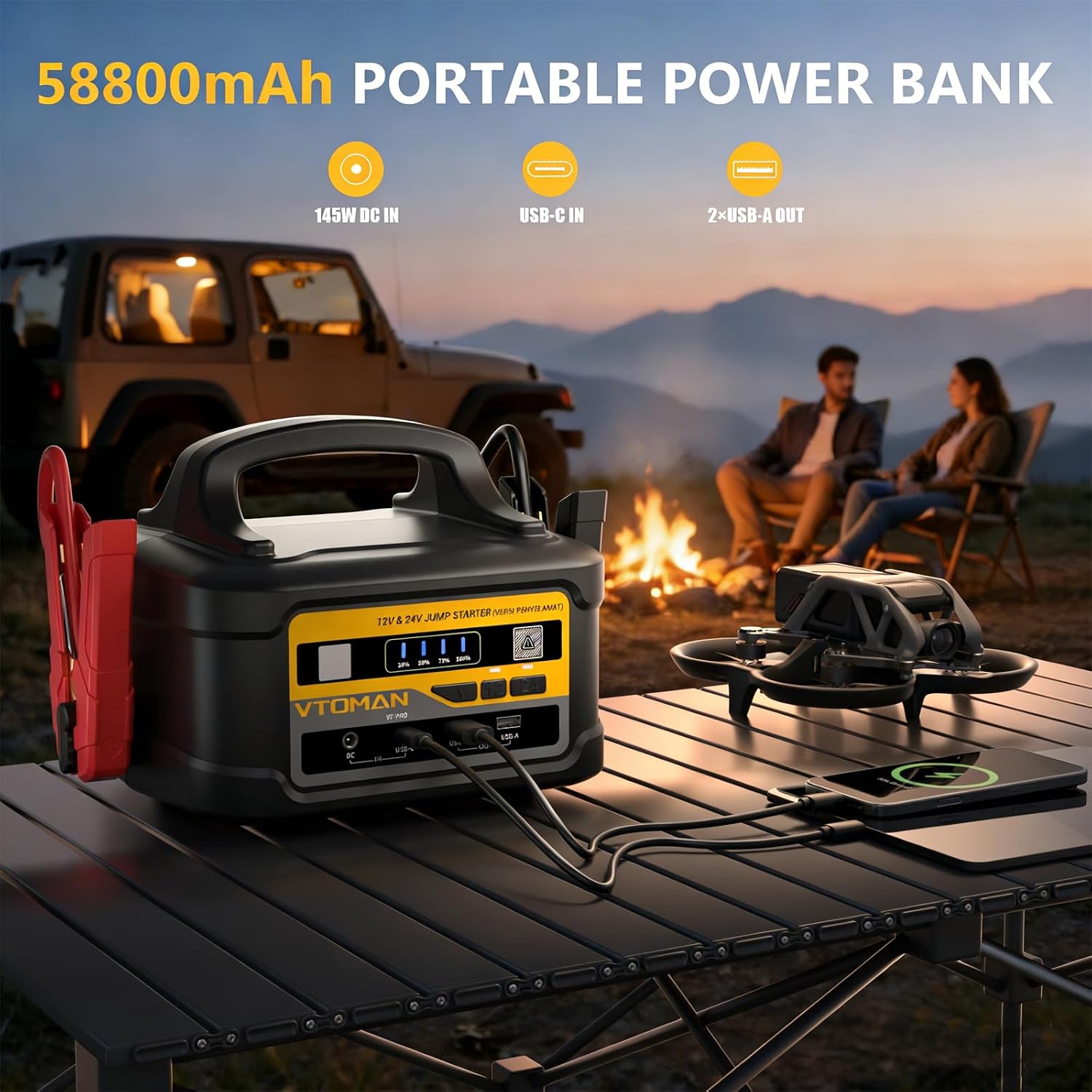 Thumbnail 6 de VTOMAN VT-PRO 10000A Jump Starter Power Pack (12V/24V) with 58800mAh Capacity