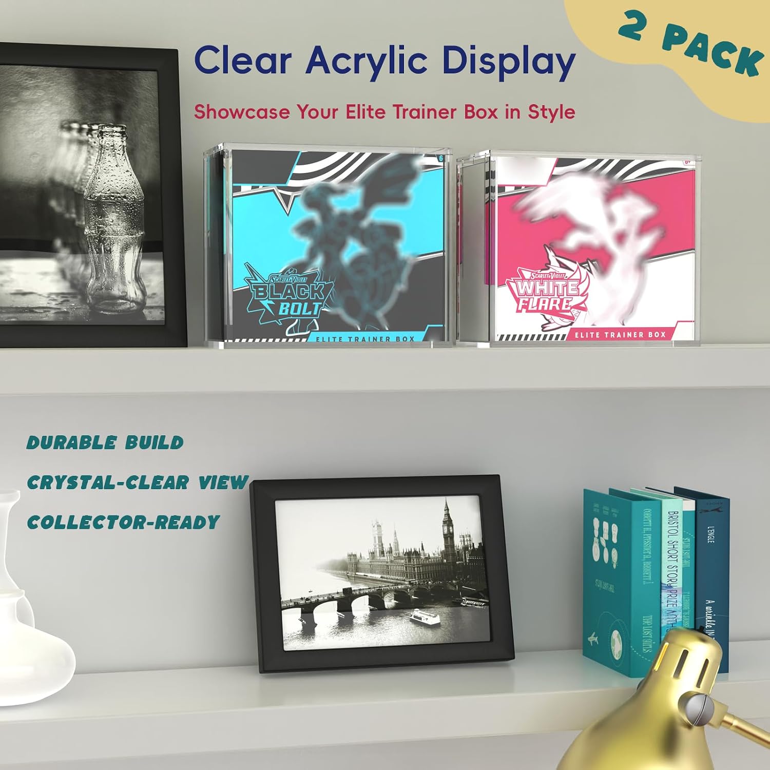 Detalle de ETB Protector Case 2 Pack: Acrylic Display Boxes with Sliding Magnetic Lid