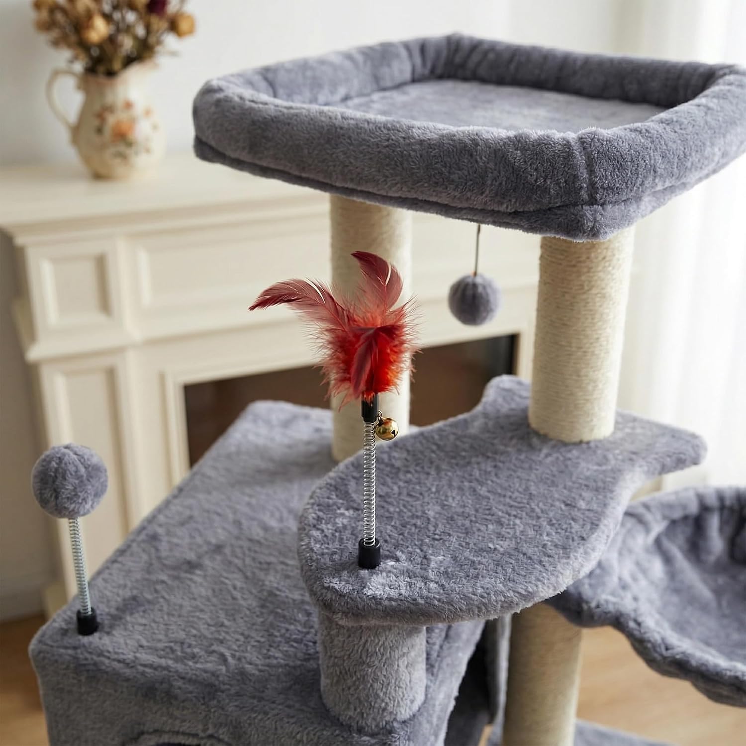 Detalle 2 de AIWIKIDE 12C 1200 Cat Tree with Sisal Scratching Posts, Hammock and Ball