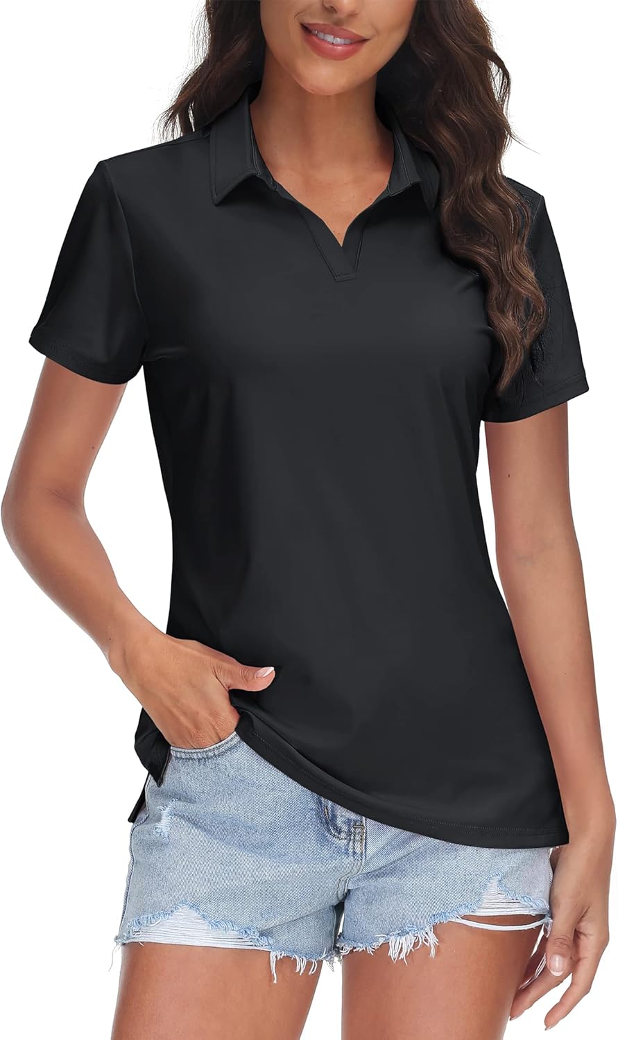 Detalle de TACVASEN Women Polo UPF 50+ V-Neck Shirt
