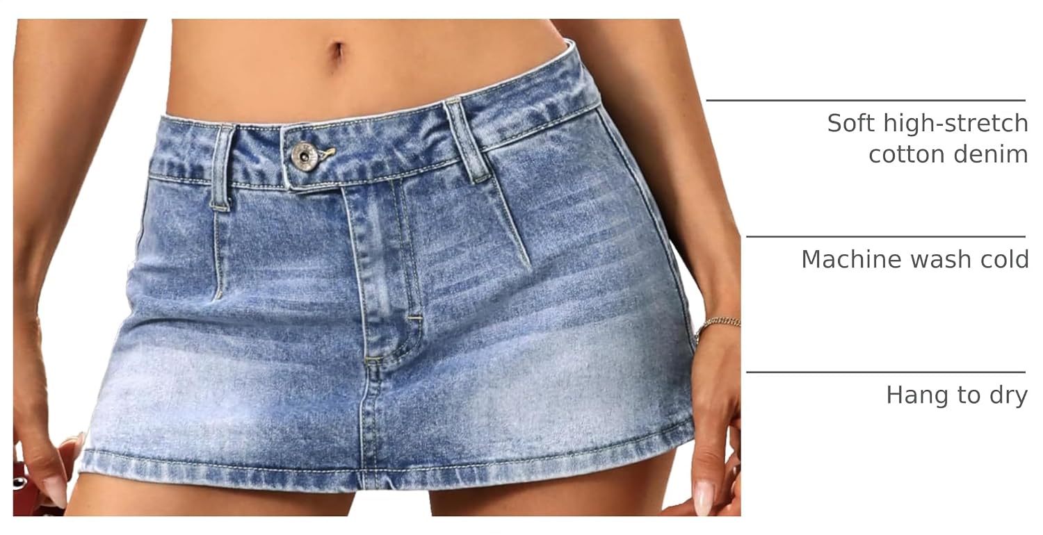 Thumbnail 3 de ELLEVEN Low Rise Denim Mini Skirt Y2k Skort