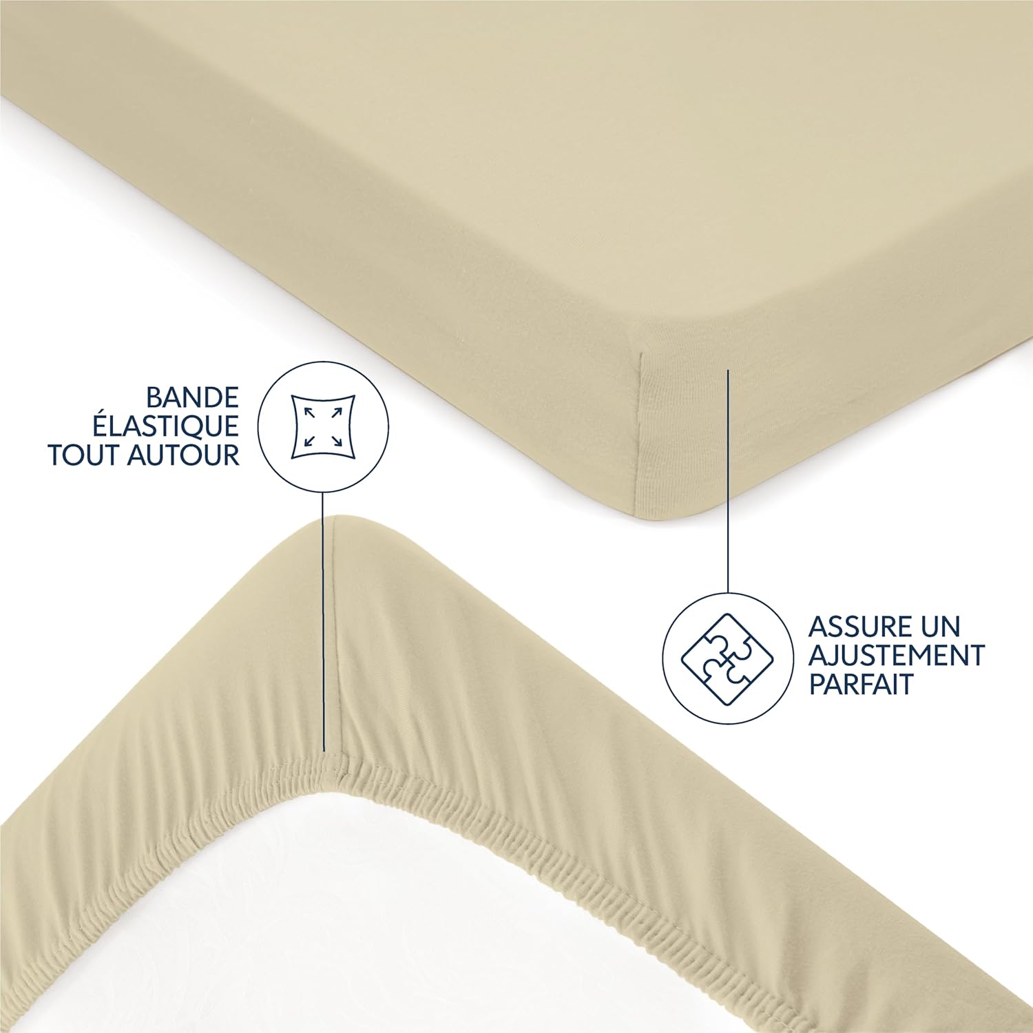 Thumbnail 3 de Dreamzie Drap Housse 90x190/200 cm – Jersey coton premium 100% beige