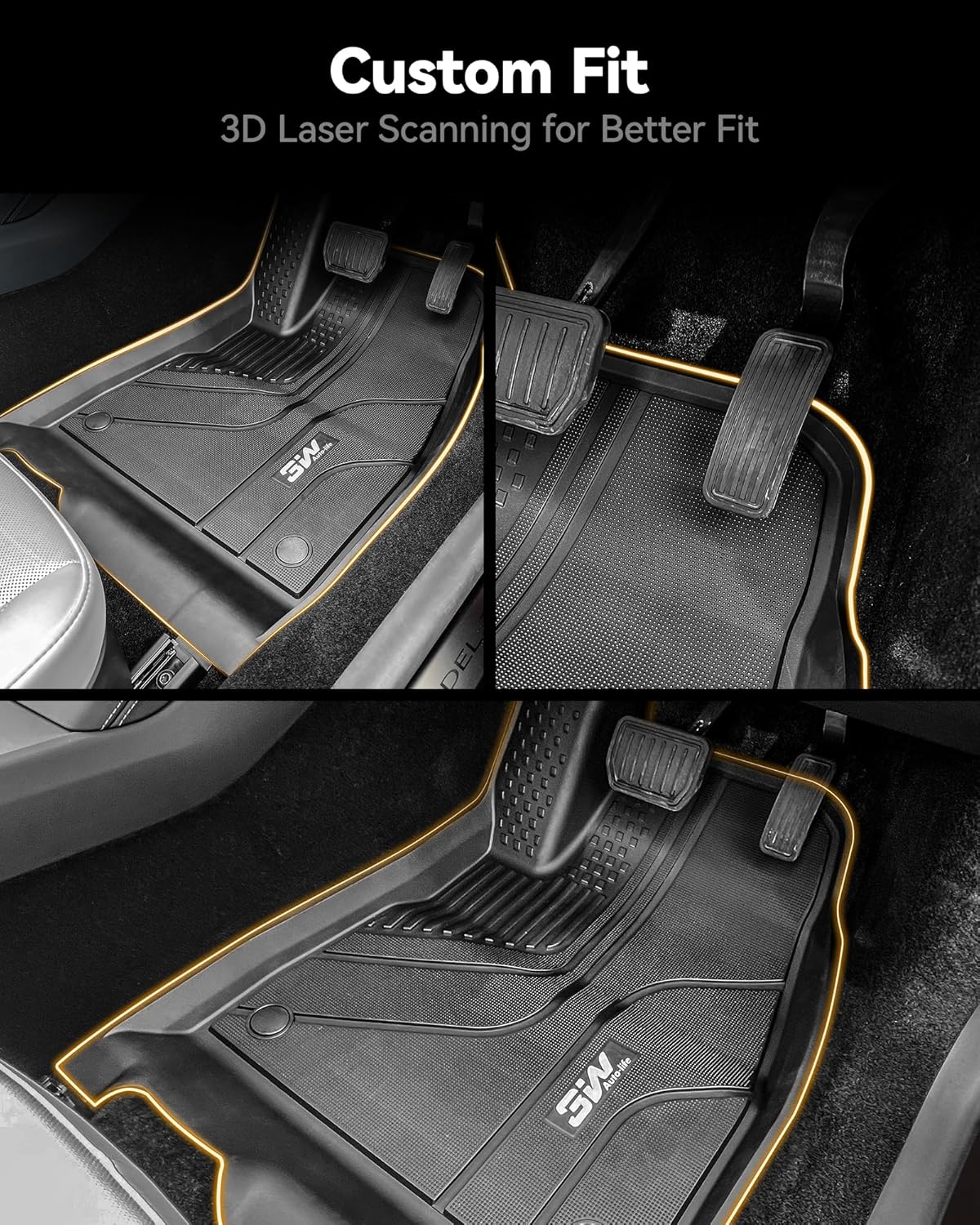 Thumbnail 2 de 3W All-Weather Floor Mats and Boot Liners for Tesla Model 3 Highland (2024–2026) – Custom Fit, Dog Friendly