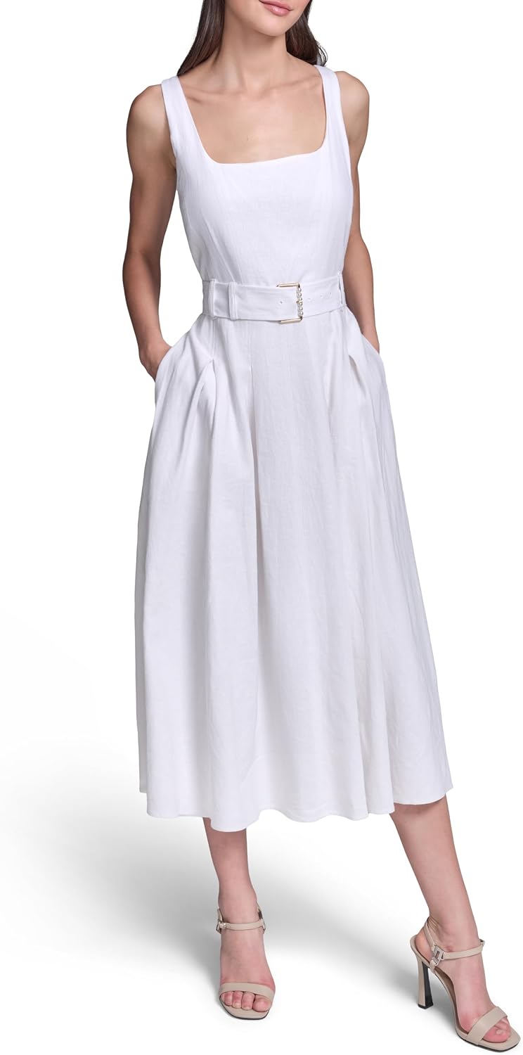 Detalle de Karl Lagerfeld Linen Midi Dress