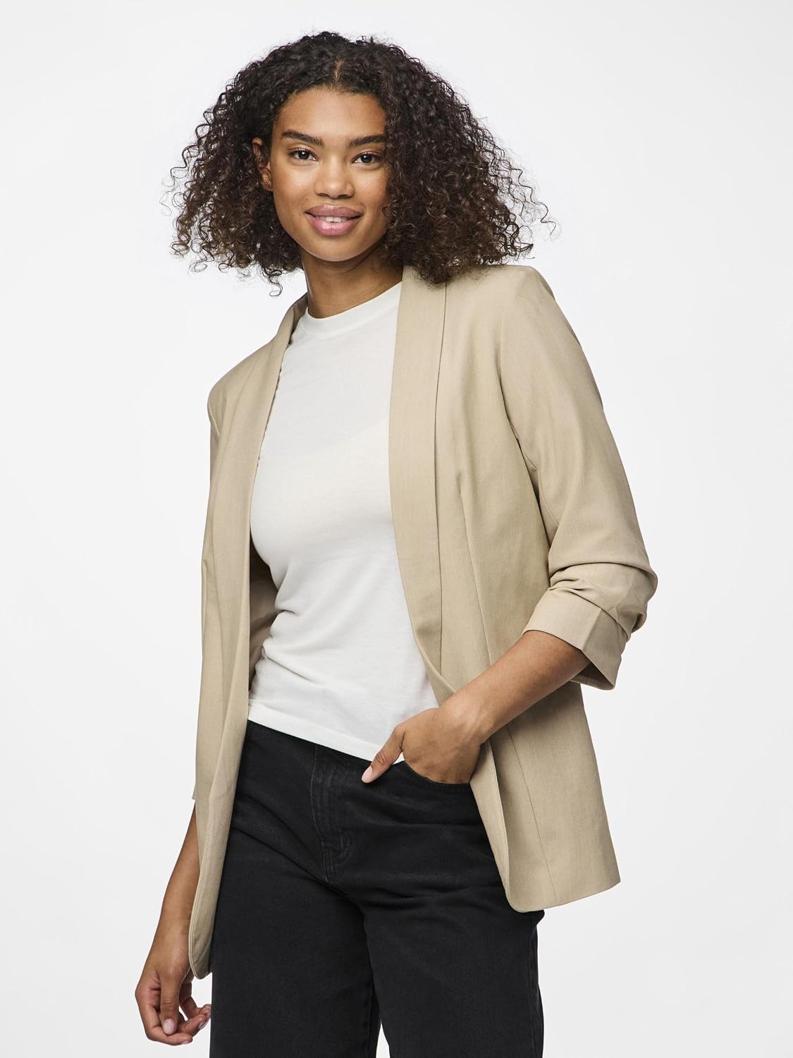 Detalle de PIECES Damenblazer PCBOSELLA mit 3/4-Ärmeln und leichtem Stoff
