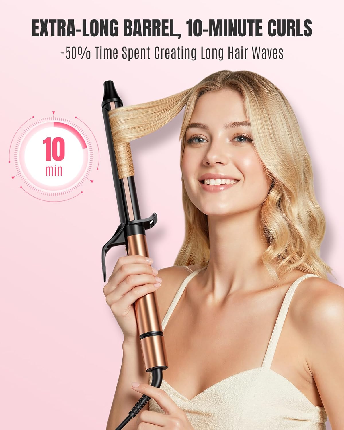 Detalle de MESCOMB 1 Inch Curling Iron for Long Hair with 6.7" Extra Long Barrel