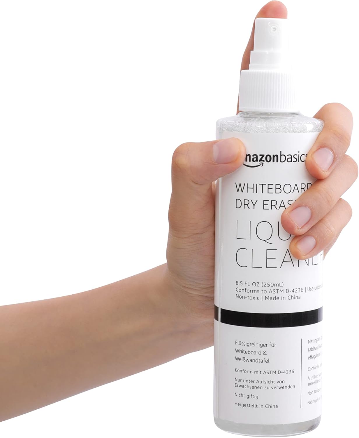Detalle de Amazon Basics Bouteille de nettoyage liquide pour tableaux blancs – 250 ml, sans parfum