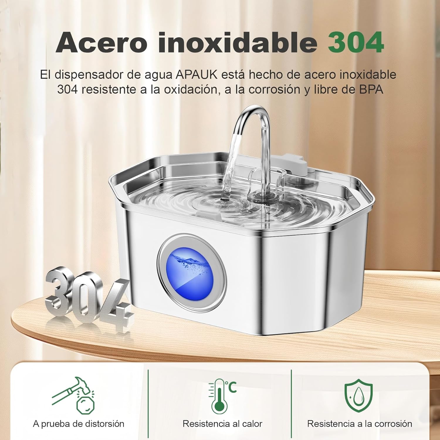 Detalle de APAUk 3.2L Fuente para Gatos Acero Inoxidable