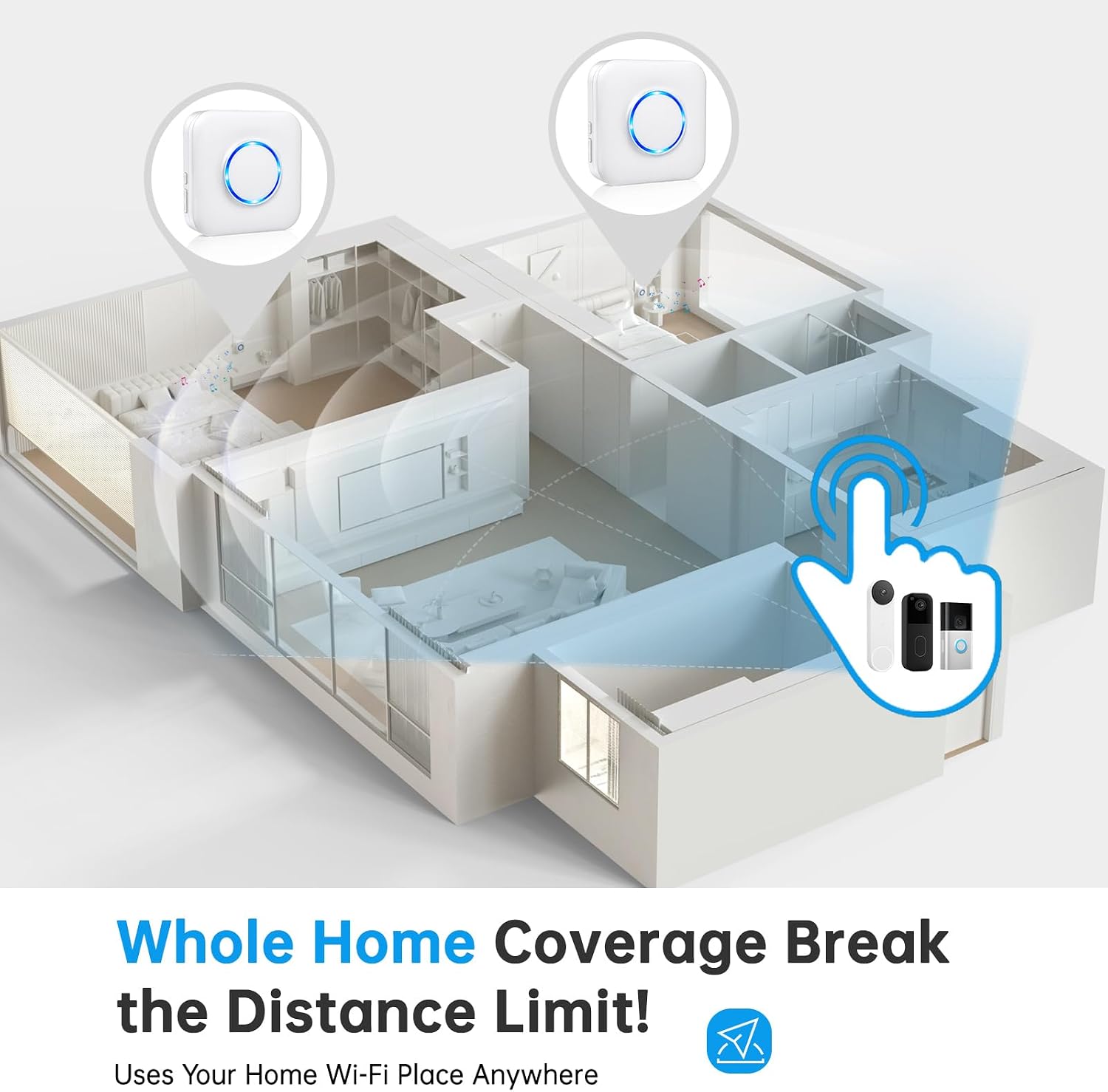 Detalle 2 de Smart Wireless Doorbell Chime & Extender for Ring, Blink and Google Nest