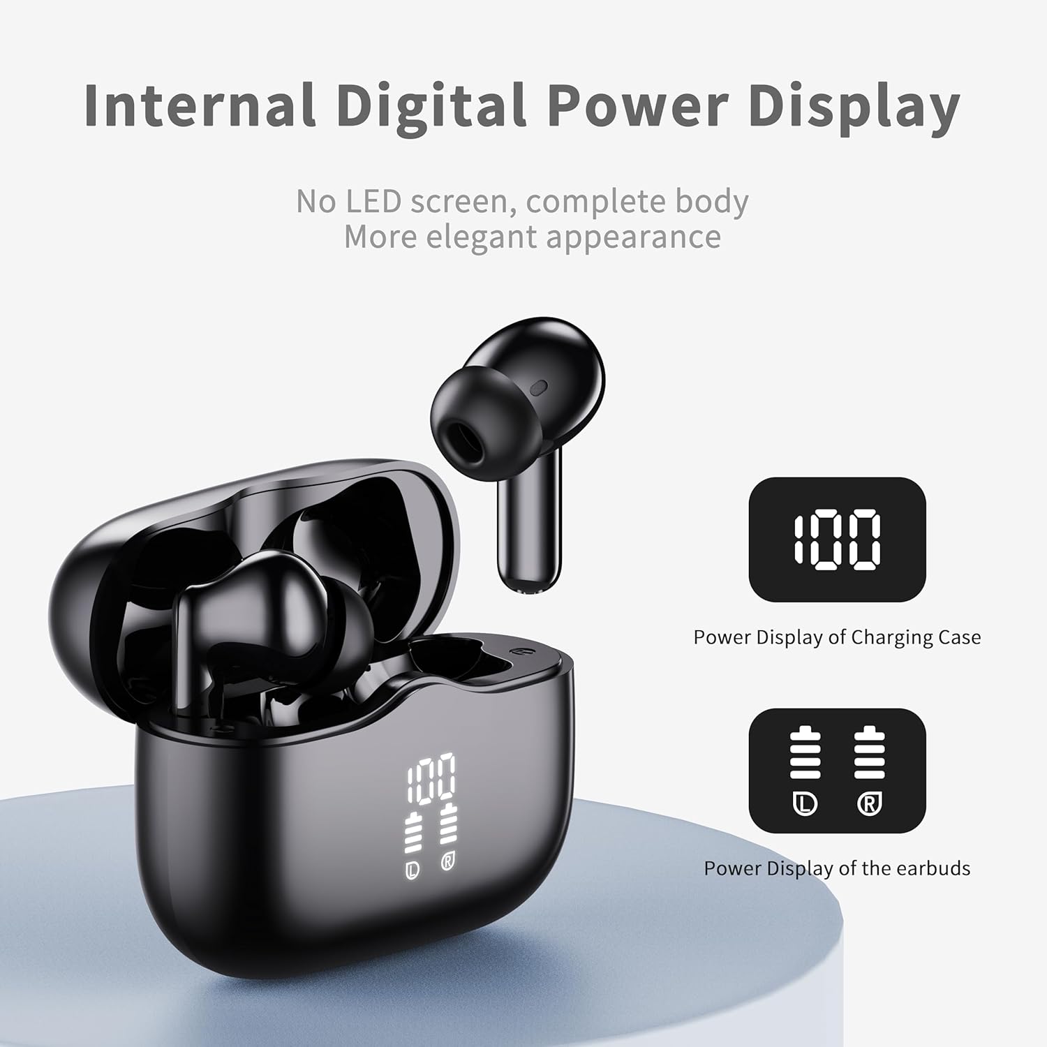 Thumbnail 6 de xinwld Kabellose Bluetooth In-Ear-Kopfhörer mit LED-Ladeanzeige, Noise-Cancelling-Mikros und IP7 (schwarz)