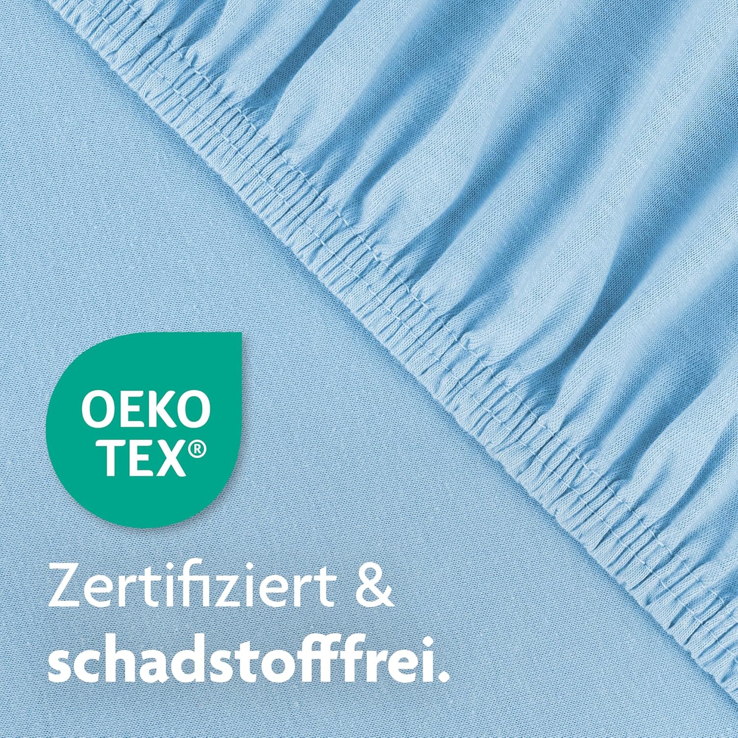 Detalle de Julius Zöllner Jersey Spannbettlaken für Baby- & Kinderbett 60x120 cm / 70x140 cm – 2er Pack hellblau